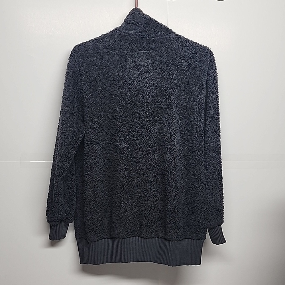Members Mark cozy Sherpa sz S super soft charcoal zipper tie pullover. Warm cozy - Picture 4 of 6